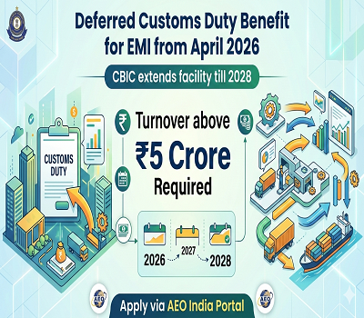 CBIC Extends Deferred Customs Duty Benefit to Eligible Manufacturer Importers from April 2026
