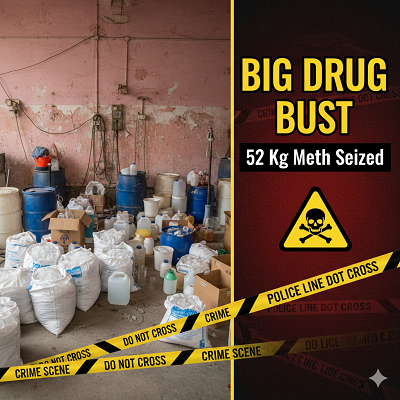 CBN Busts Biggest Meth Lab in Madhya Pradesh; Nearly 52 Kg MD Seized, Three Arrested