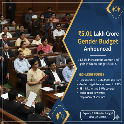 Gender Budget 2026-27: ₹5.01 Lakh Crore Allocated for Women & Girls, 11.55% Increase Over Previous Year