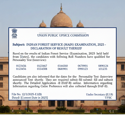 UPSC IFS (Main) 2025 Result Declared: Qualified Candidates to Appear for Personality Test